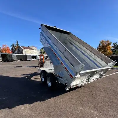 Grand River Trailer Sales Trailer , cargo landscape, dump Galvanized 82x14 7TON Dump Trailer with un...