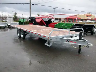 REMORQUE PLATE-FORME DECK OVER 8.6'''X 24' 2 ESSIEUX 7000LB.SUSPENSION SLIPPER HD FLAT BAR SUR COTE...