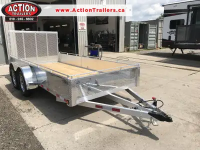 ACTION SERIES 6 X 14 ALL ALUMINUM UTILITY TRAILERS WITH SOLID ALUMINUM SIDES AND TOP TIE DOWN RAIL (...