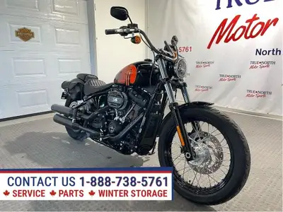 Canadian Blacked Out Stripped Down Bobber Style Street Bob at True North Motor Sports has tons of ex...