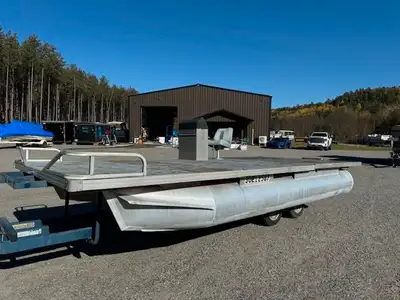 PONTOON BOAT BARGE NO MOTOR, NO TRAILER DELIVERY AVAILABLE LOCATED IN BANCROFT