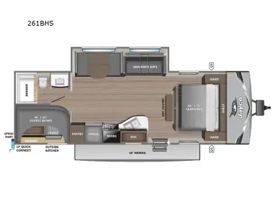 Jayco Jay Flight SLX travel trailer 261BHS highlights: Double-Size Bunks Jack-Knife Sofa Dual Entry...