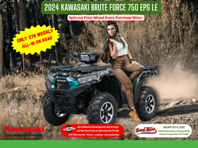 2024 KAWASAKI BRUTE FORCE 750 EPS LE - Only $78 Weekly, All-in in ATVs in Fredericton