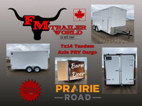 2023 Prairie Road 7x14 Cargo Trailer Tandem White Barn Doors 2x3