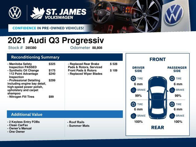 2021 Audi Q3 Progressiv | CLEAN CARFAX | ONE OWNER | BLIND SPOT in Cars & Trucks in Winnipeg - Image 3