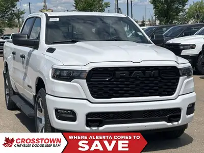 This 2025 RAM 1500 TRADESMAN CREW CAB 4X4 has the following options Cloth Bench Seat, Remote Start S...