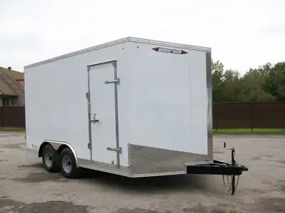 Remorque neuve WERBERLANE 8'.6" x 14' v-nose 2 essieux 5200LB. A GLISSIERE 7'.6" de haut interieur p...