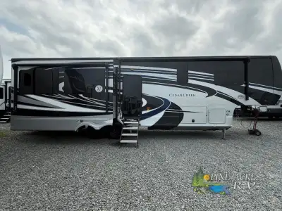 Forest River Cedar Creek fifth wheel 361RL highlights: Rear Living Area Kitchen Island Fireplace Dua...
