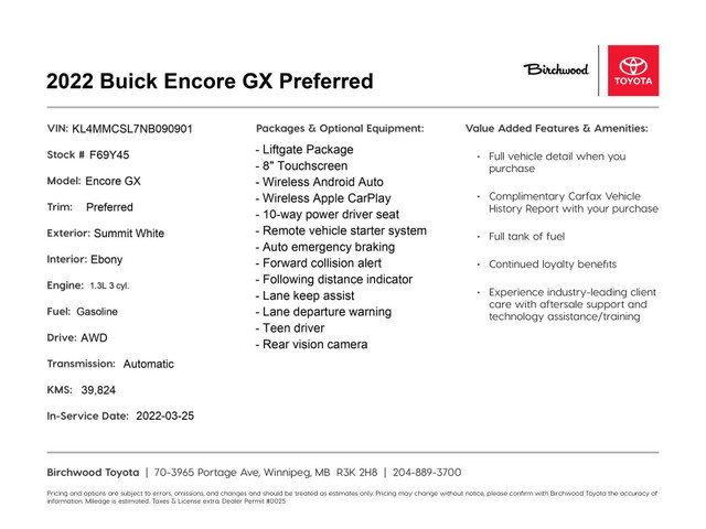 2022 Buick Encore GX Preferred in Cars & Trucks in Winnipeg - Image 2