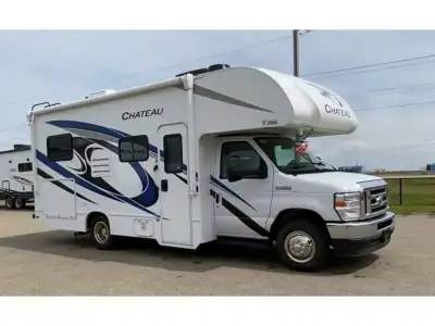 Thor Motor Coach Chateau 22E Class C gas motorhome highlights: Corner Bed Bunk Over Cab Rear Corner...