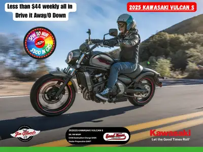 Only $44 Weekly, All-in On the RoadRide with Elegance and Power: Introducing the 2025 Kawasaki Vulca...