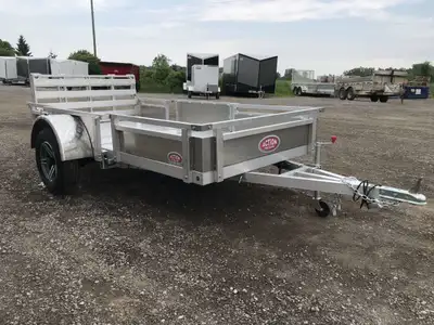 HOMEOWNERS SPACE-SAVER SERIES 5 X 10 ALUMINUM UTILITY TRAILER WITH SOLID ALUMINUM SIDES AND REMOVABL...