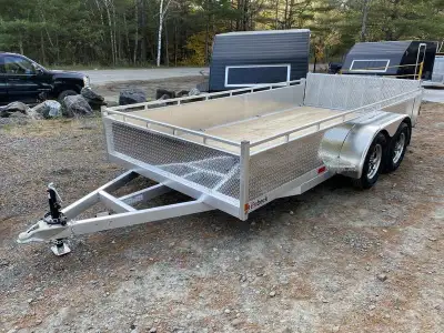 All Aluminum 7x14 TA 3500lb Axles w/ EZ Lube Hubs Electric Brake on one axle, Aluminum Tube Frame, 1...