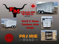 2024 Prairie Road 6x12 V Nose Cargo Trailer Tandem Axle White Ba