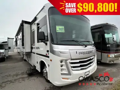Jayco Precept Class A gas motorhome 34G highlights: Full-Wall Slide Hutch Tri-Fold Sofa Bedroom TV D...