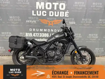 Honda Rebel 1100 2023 9 490 KM TRANSMISSION MANUELLE FREINS ABS ÉCHAPPEMENT SPORT VALISES SIÈGE PASS...