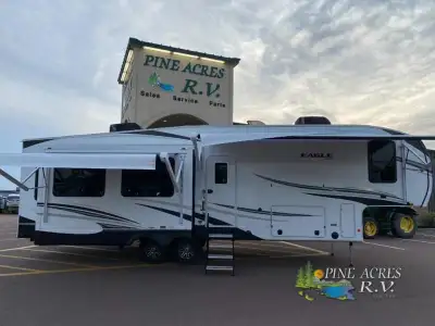 Jayco Eagle fifth wheel 321RSTS highlights: Fireplace Kitchen Island Front Private Bedroom 21 Cu. Ft...
