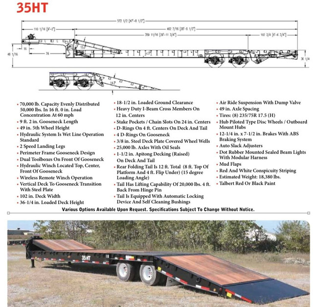 2010 TALBERT 35 TON STEP DECK WITH HYDRAULIC BEAVERTAIL TRAILER in Heavy Equipment in Kitchener / Waterloo - Image 2