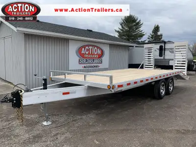ACTION SERIES 102" X 20' TANDEM AXLE 7 TON GVWR, ALUMINUM DECKOVER TRAILER WITH BEAVERTAIL AND STAND...