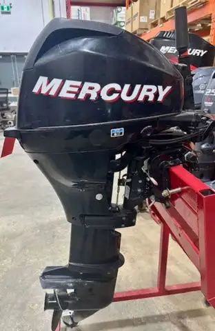 15 HP MERCURY TILLER. LONG (20 INCH) SHAFT, MANUAL START.