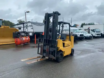 2000 Hyster S80XLBCS 3 Stage Propane Forklift, yellow exterior. (The Actual Year of this listing and...