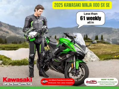 Less than $61 Weekly, All-in On the RoadTake Your Ride to the Next Level with the 2025 Kawasaki Ninj...