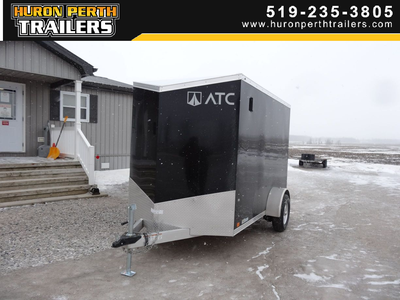 HURON PERTH TRAILERS BLOW OUT SALE!!!! 2022 ATC 6x10+2 Aluminum Enclosed Trailer Black Exterior Colo...