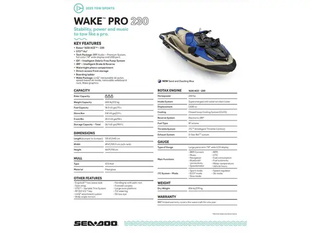 2025 Sea-Doo WAKE PRO 230 in Personal Watercraft in Winnipeg - Image 3