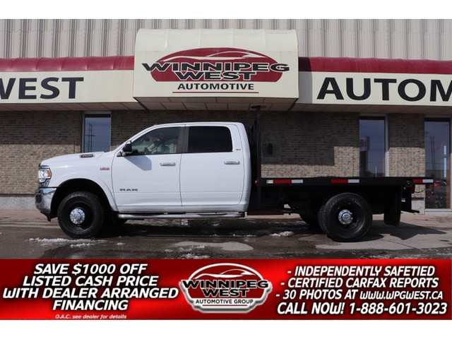  2019 Ram 3500 CREW DUALLY 4X4, 9FT FLATDECK WELL EQUIPPED/AS NE in Cars & Trucks in Winnipeg