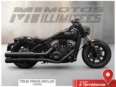 INDIAN Scout Bobber ABS 2022 Noir mat 20382 km au compteur. Motos Illimitées Terrebonne. Prix de ven...