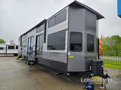 Forest River Aurora destination trailer 42CONDO highlights: Double Lofts Kitchen Island Washer / Dry...