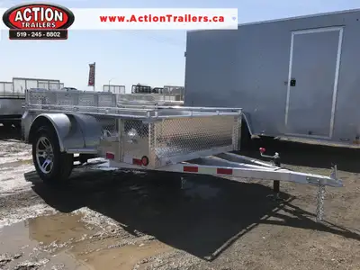ACTION SERIES 5 X 8 ALUMINUM UTILITY TRAILER WITH SOLID ALUMINUM SIDES AND TOP TIE DOWN RAIL (COMES...