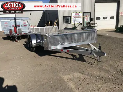 ACTION SERIES ALUMINUM 80" X 12' TANDEM AXLE UTILITY TRAILER WITH REAR MESHED BI-FOLD GATE UPGRADE &...