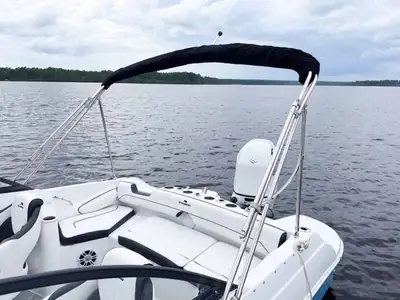 Boat show special on now! OPEN DECK FEEL WITH A FULL WINDSHIELD If you love the open feel of a deck...
