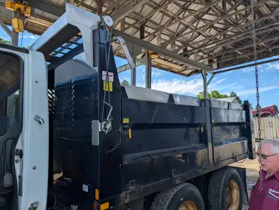 14ft Steel Dump Box with fold down sides Tarp Rebuilt Hoist