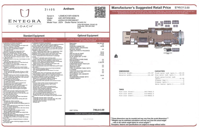 2024 ENTEGRA COACH ANTHEM 44D in RVs & Motorhomes in Hamilton - Image 3