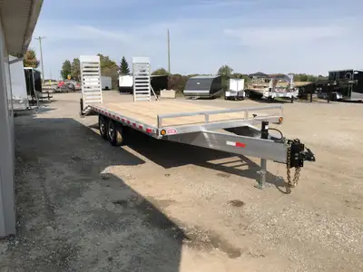 ACTION SERIES 102" X 20' TANDEM AXLE 7 TON GVWR, ALUMINUM DECKOVER TRAILER WITH BEAVERTAIL AND STAND...