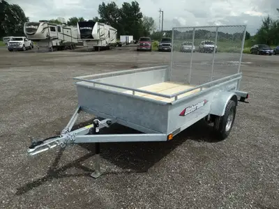 In Stock Now: 5x8 galvanized single axle Weberlane utility trailer with 2x10 wood plank floor boards...