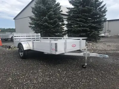 ACTION HOMEOWNERS SERIES 5 X 10 ALUMINUM UTILITY TRAILER WITH SOLID ALUMINUM SIDES AND TOP TIE DOWN...