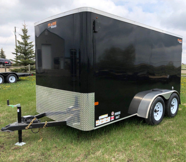 2023 Prairie Road 6x12 Cargo Trailer Tandem Axle Black Barn Door