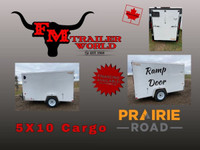 2023 Prairie Road 5x10 Cargo Trailer Single Axle Ramp Door White
