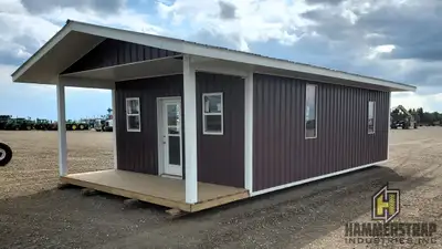 28 Ft x 17 Ft Cabin on Skid 28 Ft 8 inch cabin length, 34 ft 2 inch overall length inc deck 17 Ft 2...