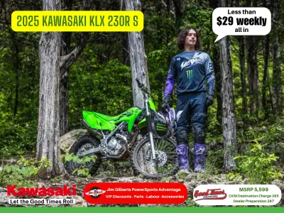 Less than $29 Weekly on the TrailThe 2025 KAWASAKI KLX 230R S is your ultimate off-road adventure pa...