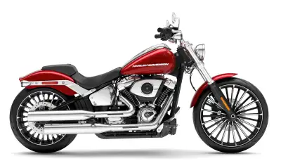 With a wide rear tire, bobtail rear fender, long rake, straight handlebars, and a 21-inch front whee...