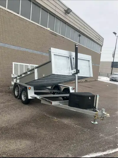 3.5 ton 76x10' galvanized dump trailer with ramps and tarp kit DTC610T3 (3 ½ Ton) 76"× 10' Tandem Dr...