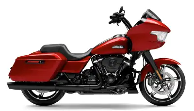 The Road Glide has an aerodynamic Sharknose fairing and a liquid-cooled Milwaukee-Eight 117 engine t...