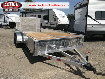 ACTION SERIES 6 X 12 ALL ALUMINUM UTILITY TRAILERS WITH SOLID ALUMINUM SIDES AND TOP TIE DOWN RAIL (...