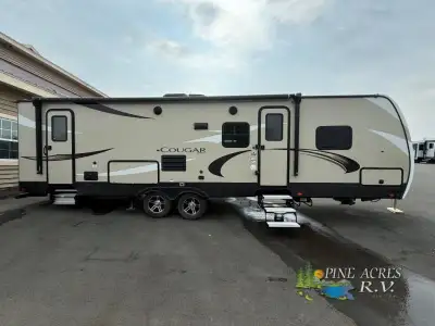 Keystone Cougar Half-Ton travel trailer 29BHSWE highlights: Dual Entry Double Size Bunks Pull-Out Bu...