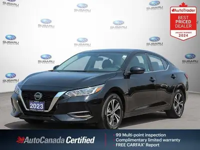 New Price! Black 2023 Nissan Sentra SV FWD CVT with Xtronic 2.0L 4-Cylinder DOHC 16V APPLE CAR PLAY,...