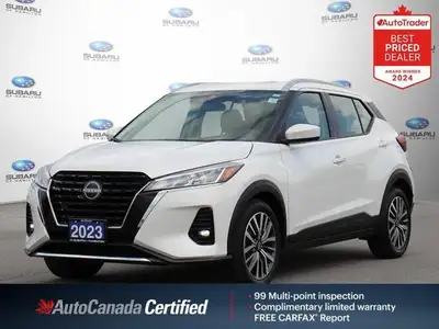 New Price! White 2023 Nissan Kicks SV FWD CVT with Xtronic 1.6L 4-Cylinder DOHC 16V APPLE CAR PLAY,...